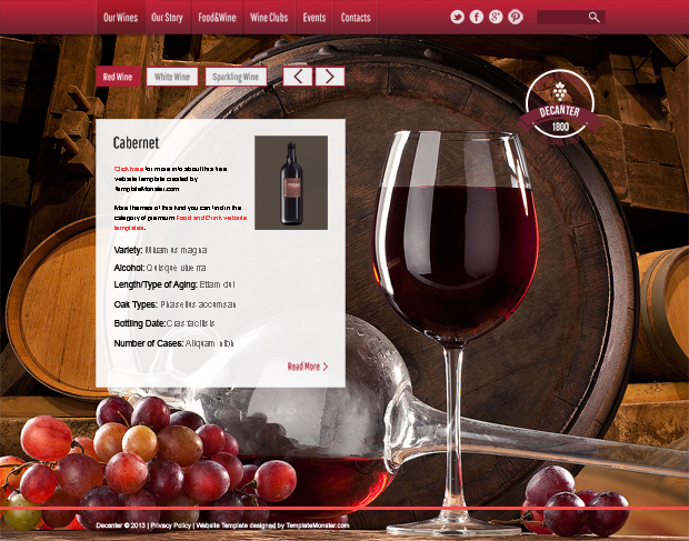 ภาพตัวอย่างหน้าแรก - ฟรี HTML5 Template สำหรับสร้างเว็บไซต์ ธุรกิจไวน์